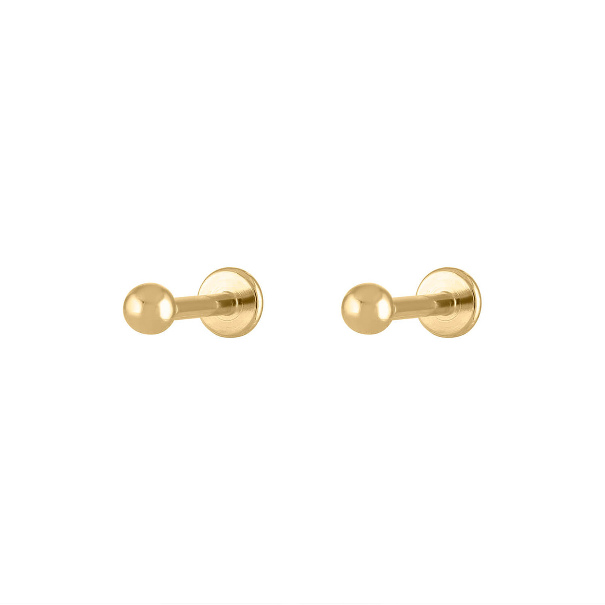 Tiny Trinity Ball Back Earrings in 14K Gold, Pair of Earrings / Gold at Maison Miru