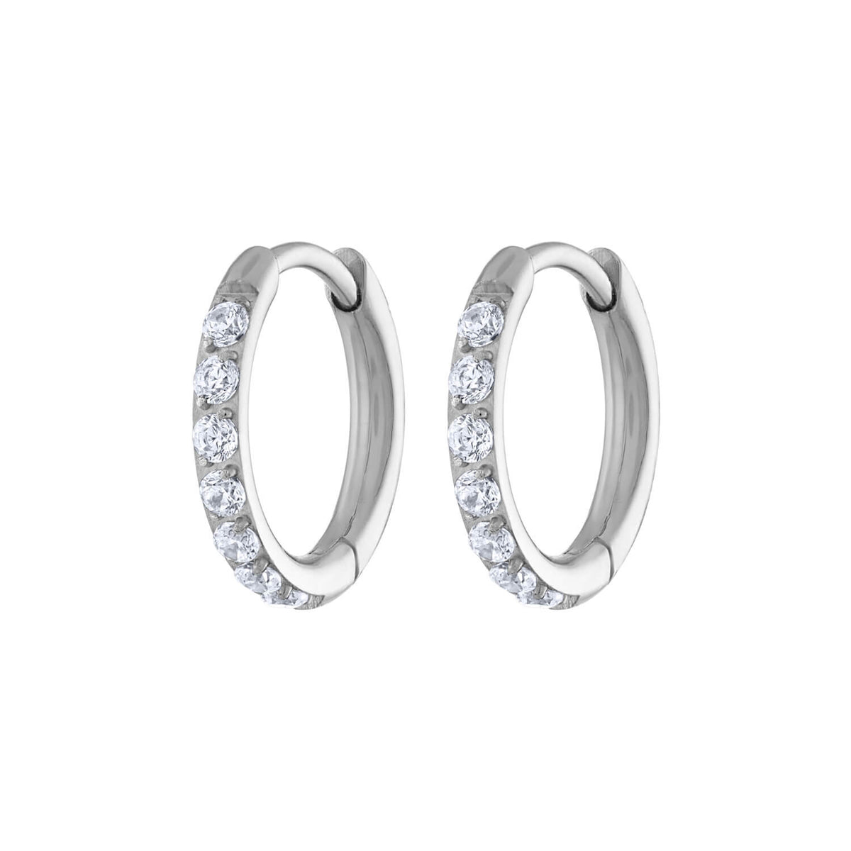 Mini Eternity Hoop Earrings in Titanium