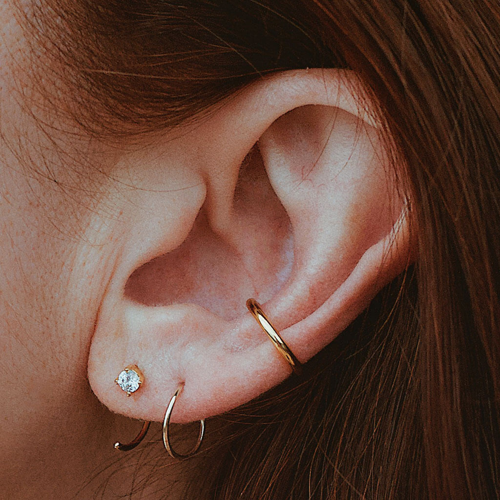 Little Sphere Push Pin Flat Back Earring, Titanium - Silver / 20g: Lobe and Nose Piercings / 8mm at Maison Miru