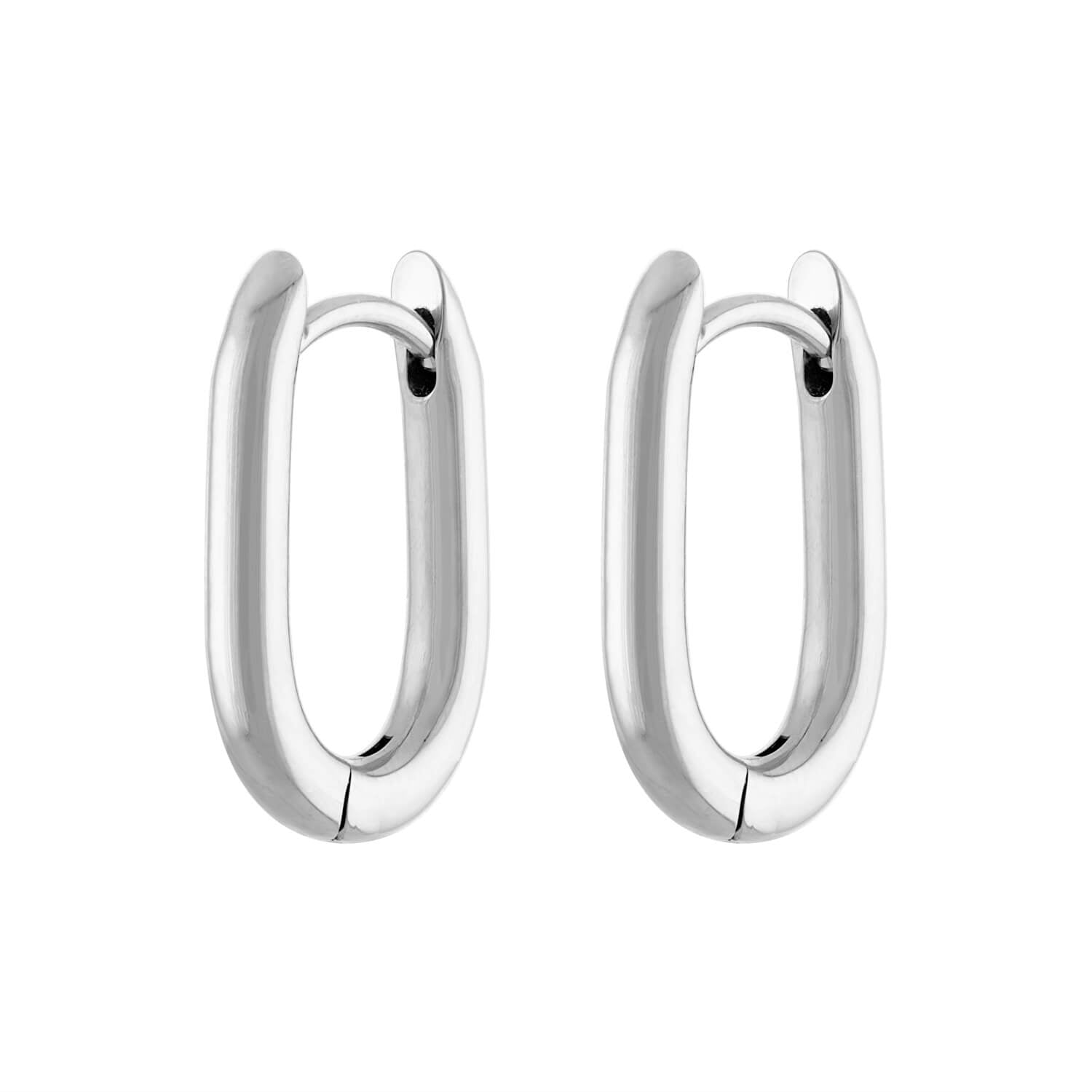 Baby Halo Oval Hoop Earrings in Titanium (Silver)