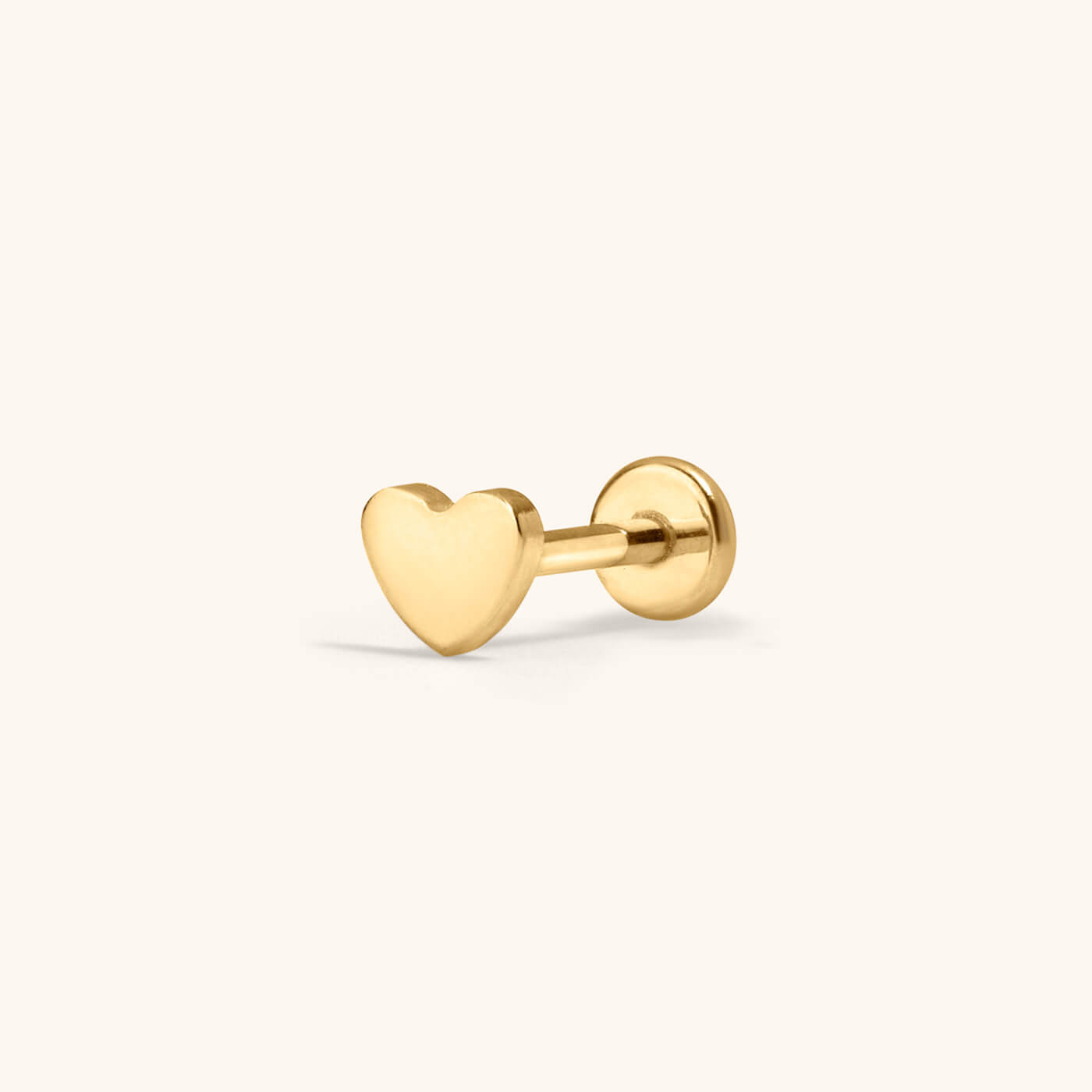 Classic Heart Push Pin Flat Back Earring (Titanium - Gold)