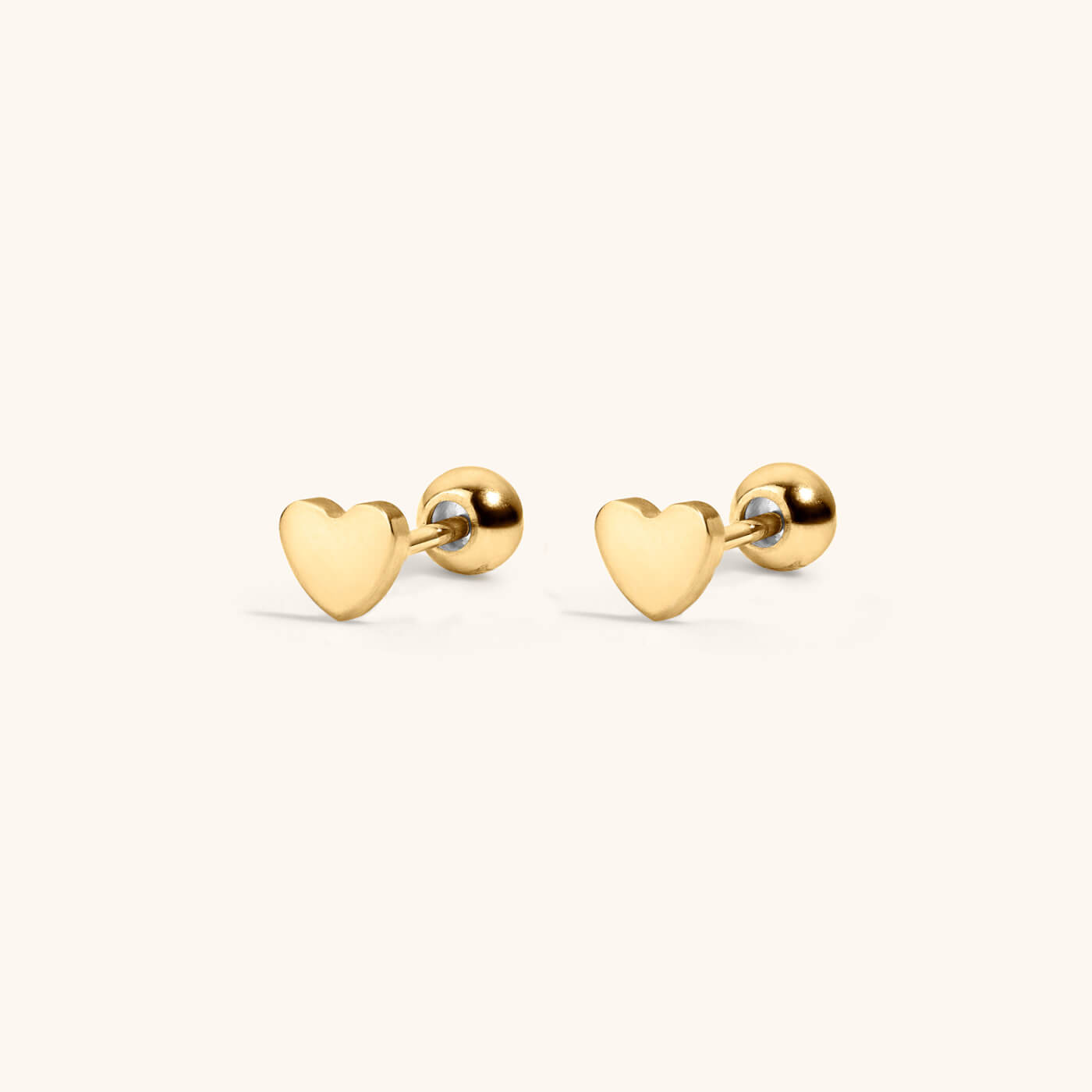 Classic Heart Studs in Titanium (Gold)