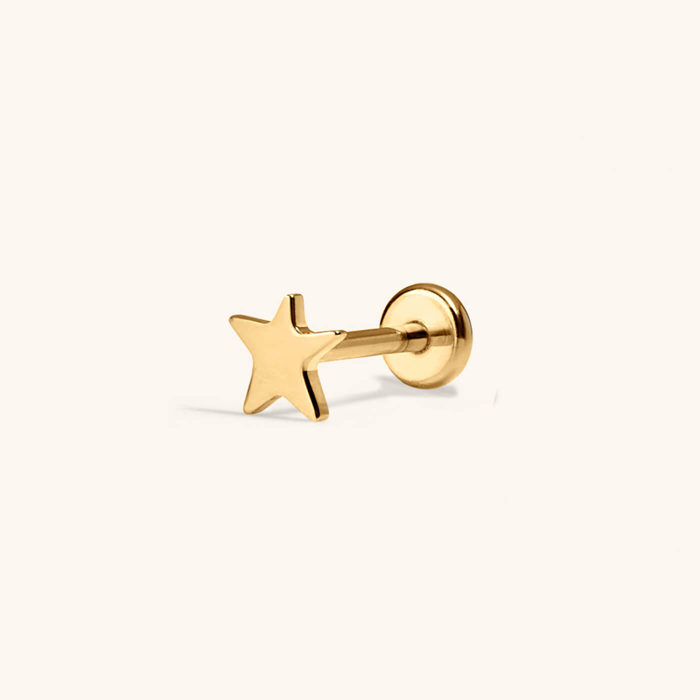 Classic Star Push Pin Flat Back Earring (Titanium - Gold)