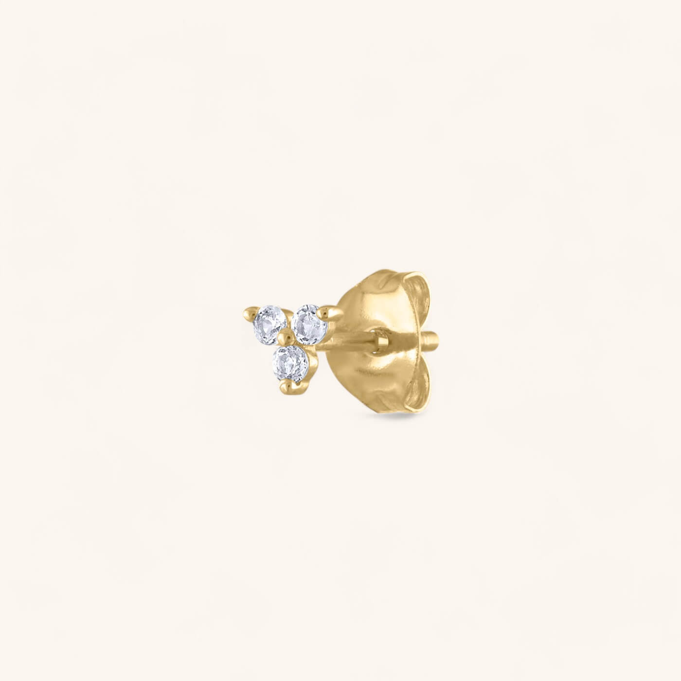 Crystal Trinity Studs in 14k Gold