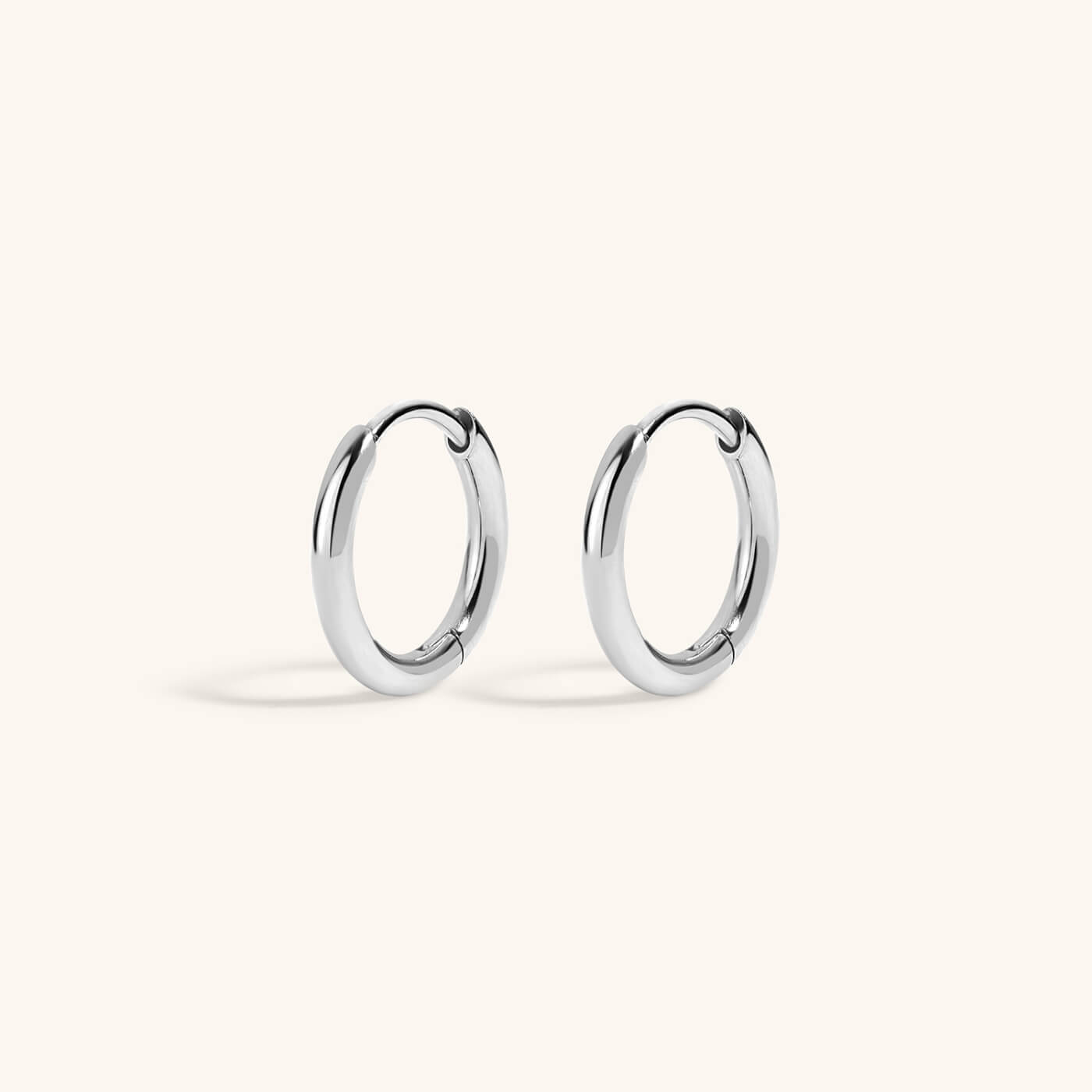 Classic Huggie Hoops in Titanium (Silver)