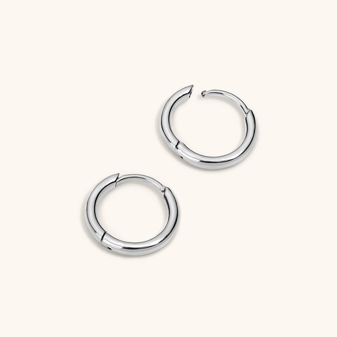 Classic Huggie Hoops in Titanium (Silver)