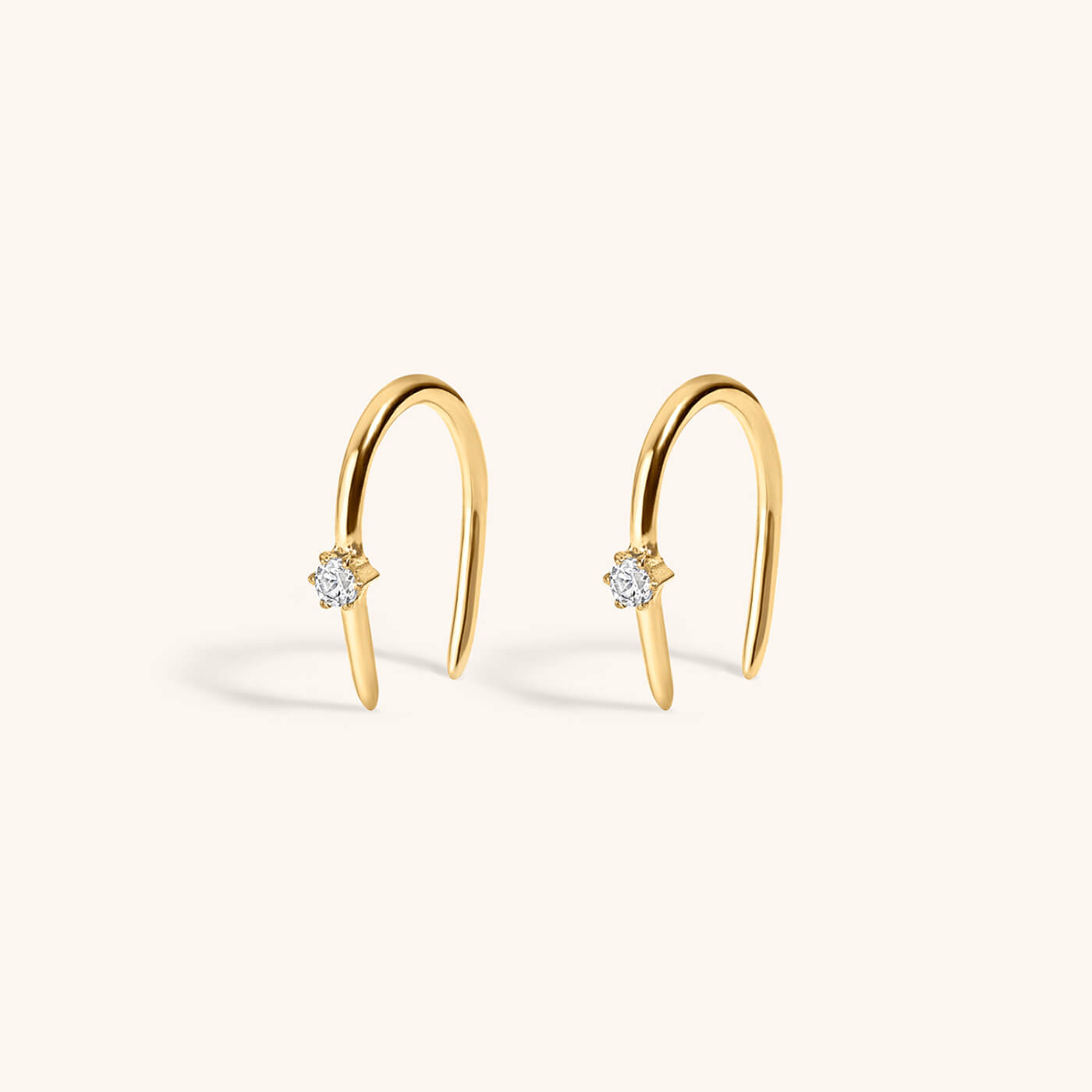 Shooting Star Open Hoop Earrings in 14k Gold