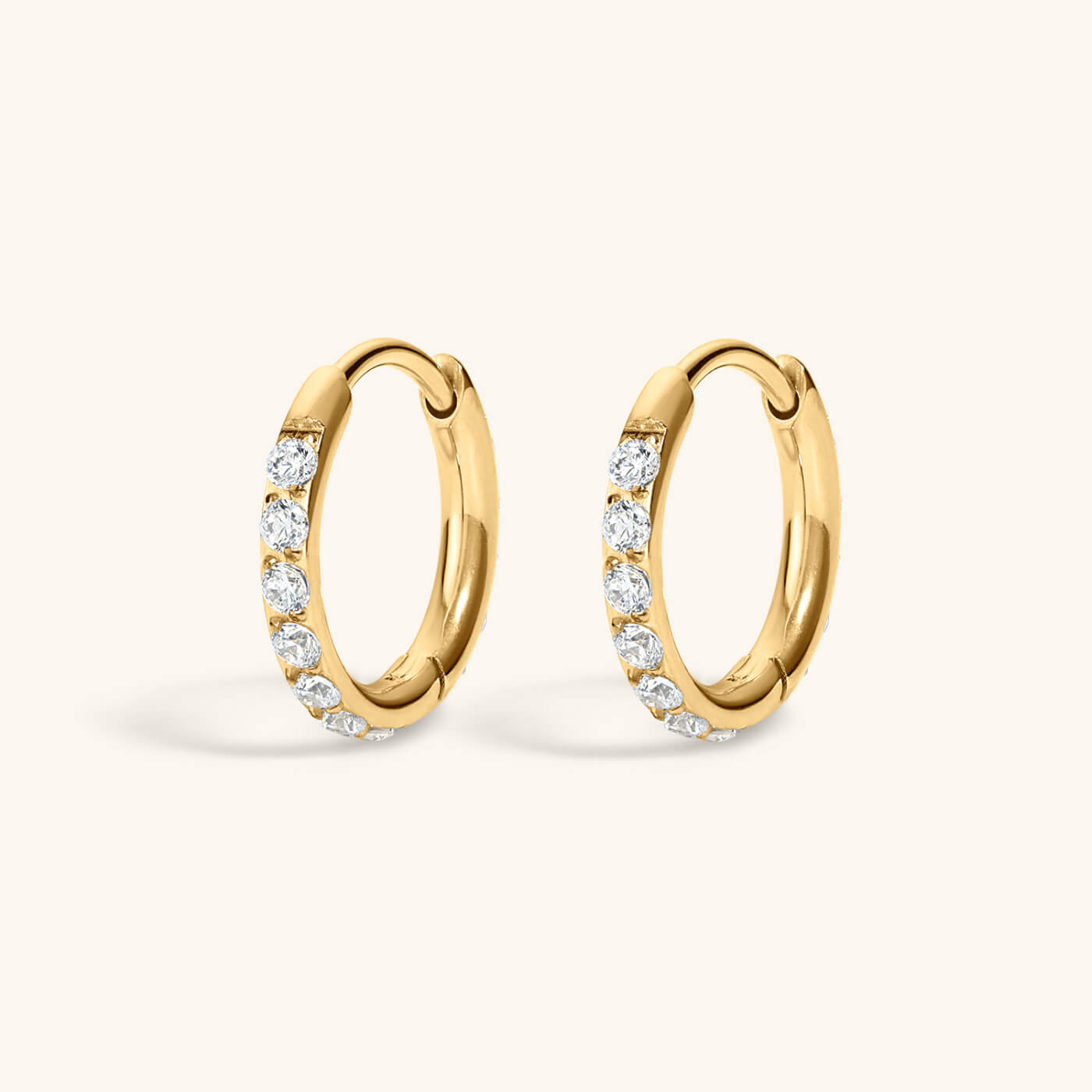 Mini Eternity Hoop Earrings in Titanium (Gold)