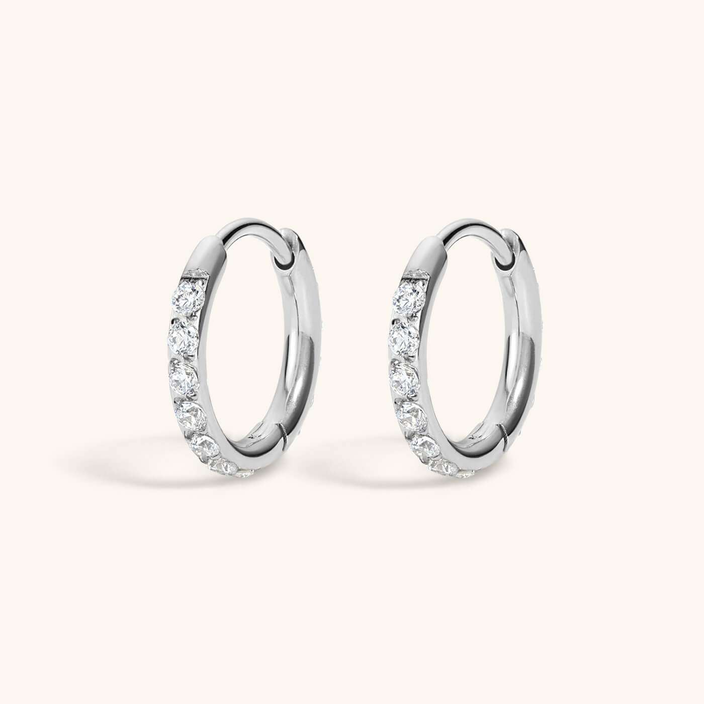 Mini Eternity Hoop Earrings in Titanium (Silver)