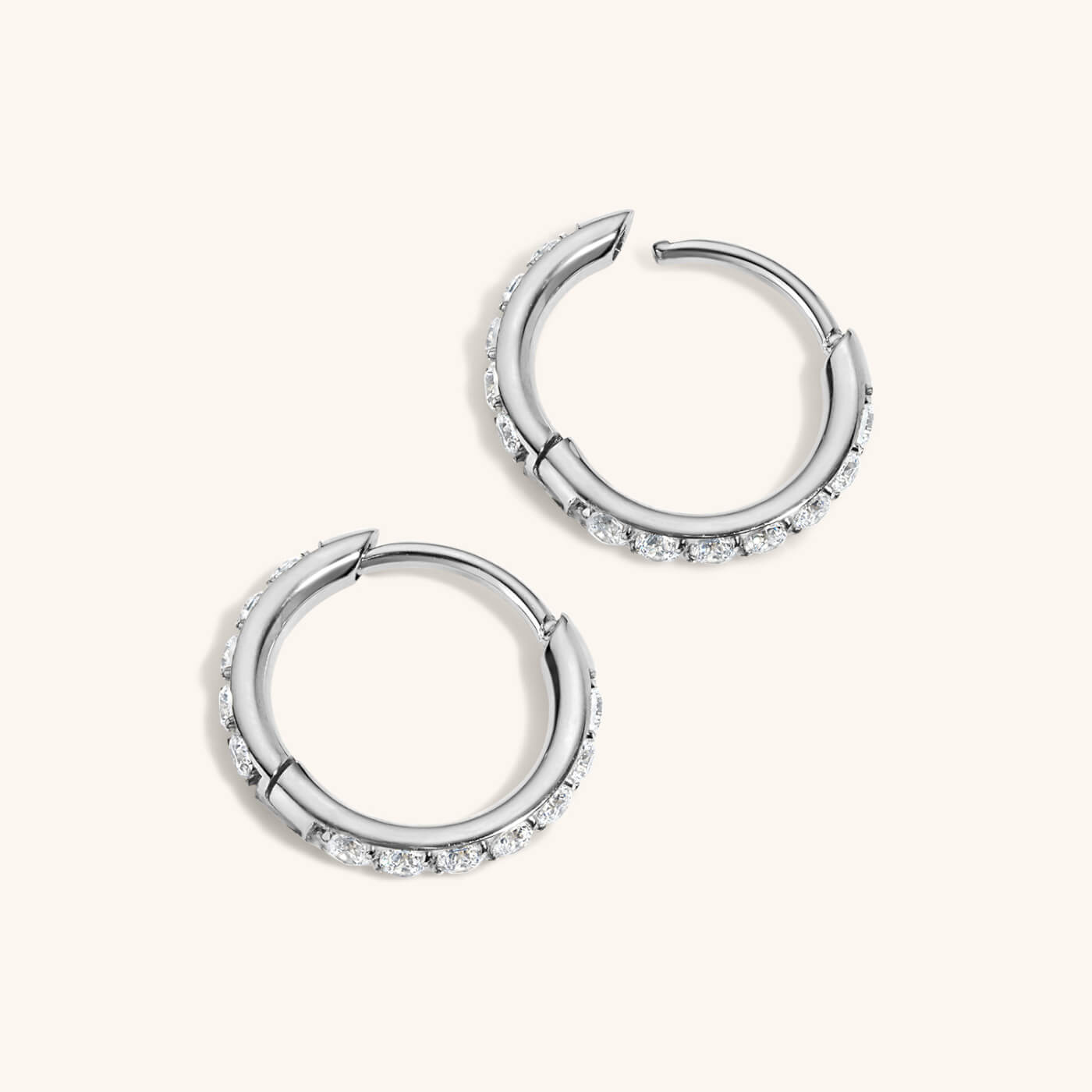 Mini Eternity Hoop Earrings in Titanium (Silver)