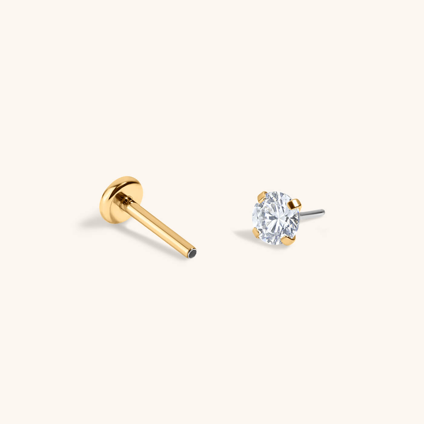 Celestial Crystal Push Pin Flat Back Earring (Titanium - Gold)