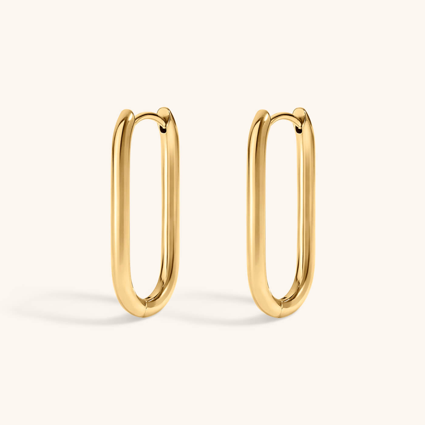 Halo Oval Hoop Earrings in Titanium (Gold)