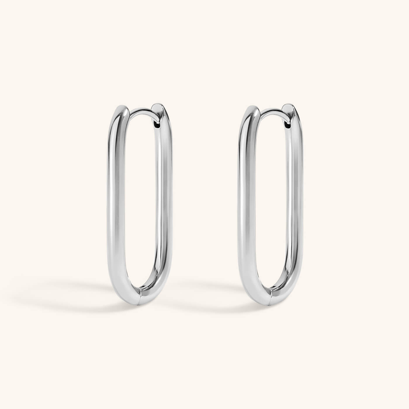 Halo Oval Hoop Earrings in Titanium (Silver)