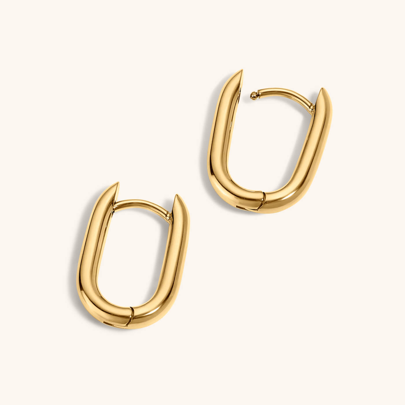 Baby Halo Oval Hoop Earrings in Titanium (Gold)