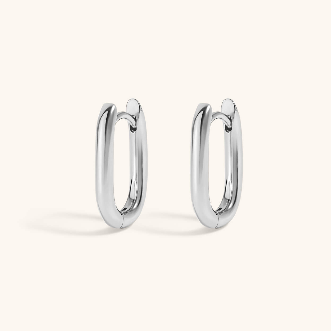 Baby Halo Oval Hoop Earrings in Titanium (Silver)