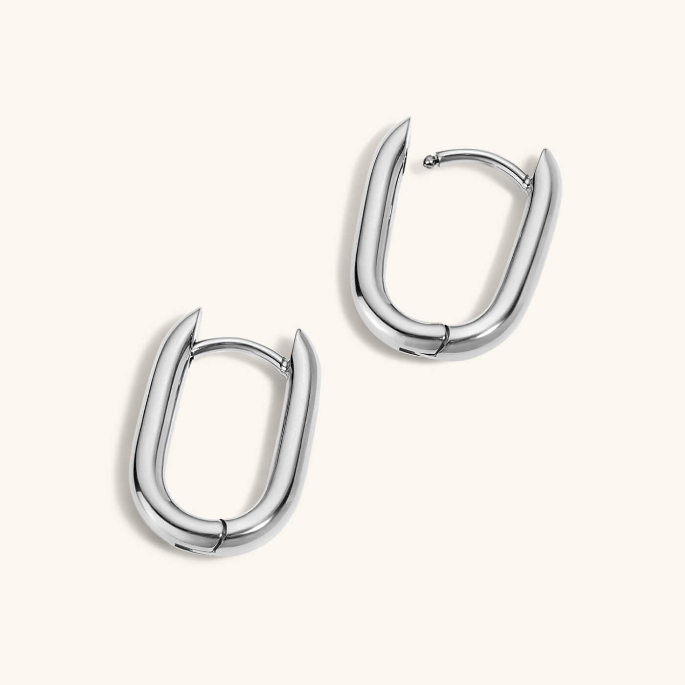 Baby Halo Oval Hoop Earrings in Titanium (Silver)