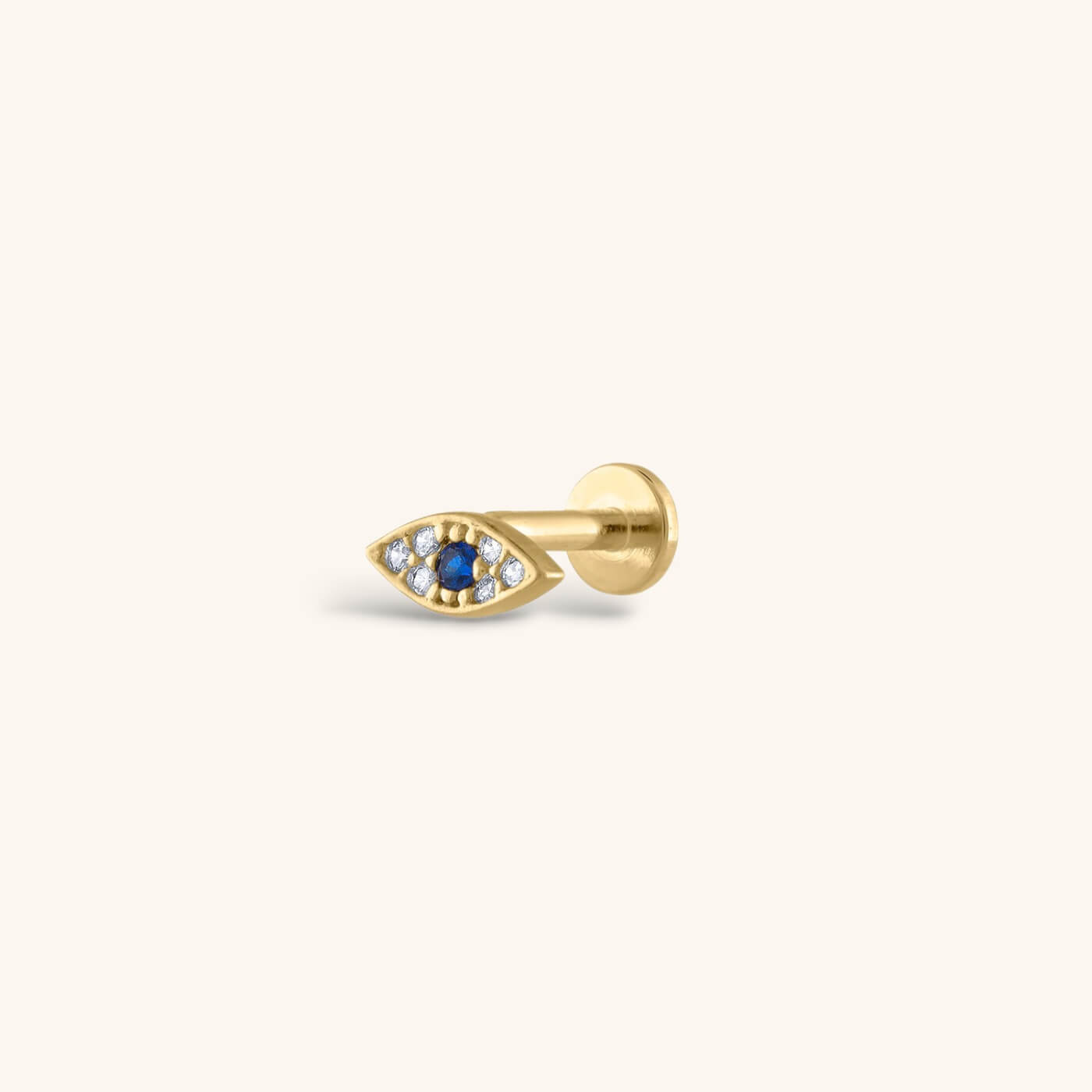 Evil Eye Threaded Flat Back Earring (Titanium - Gold)