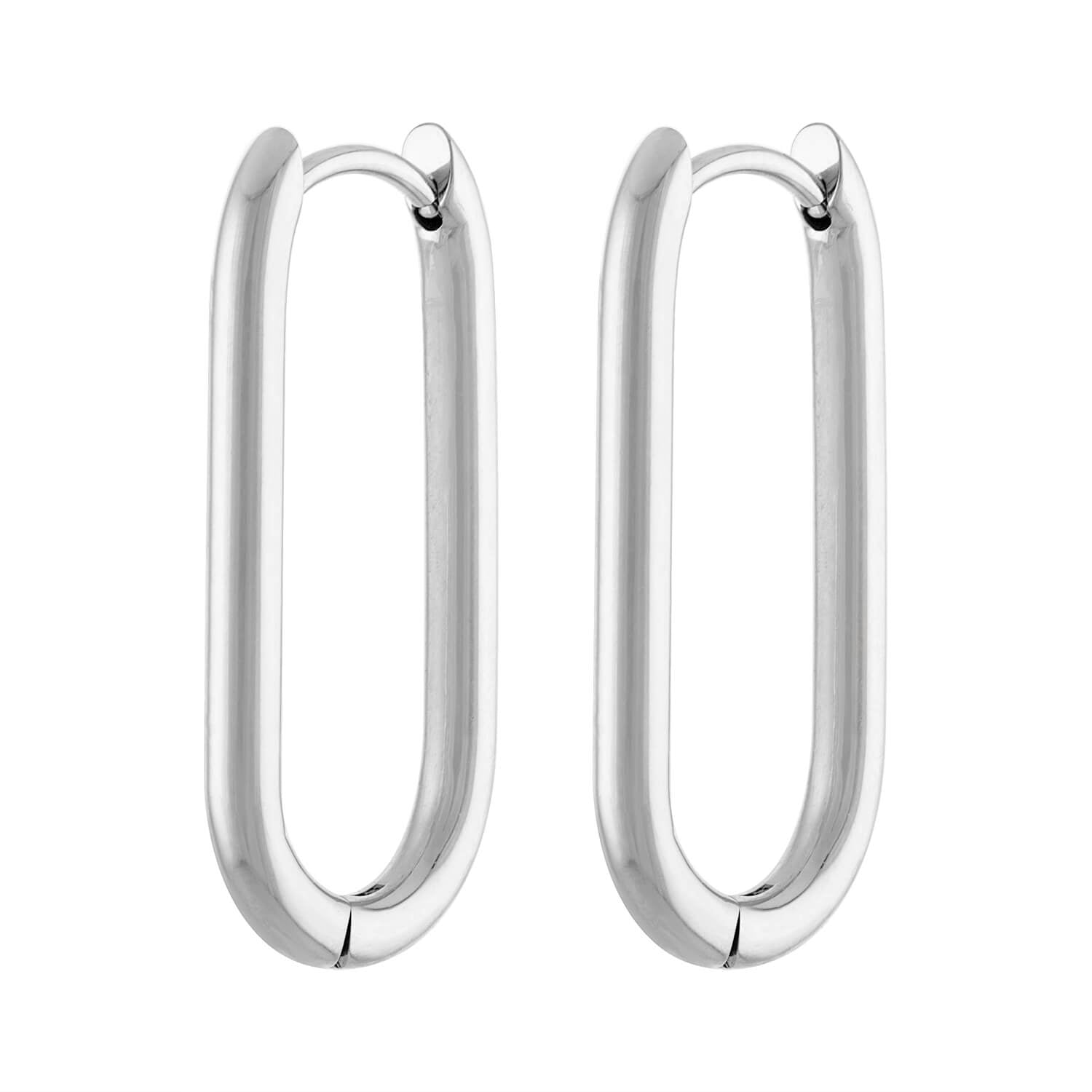 Halo Oval Hoop Earrings in Titanium (Silver)