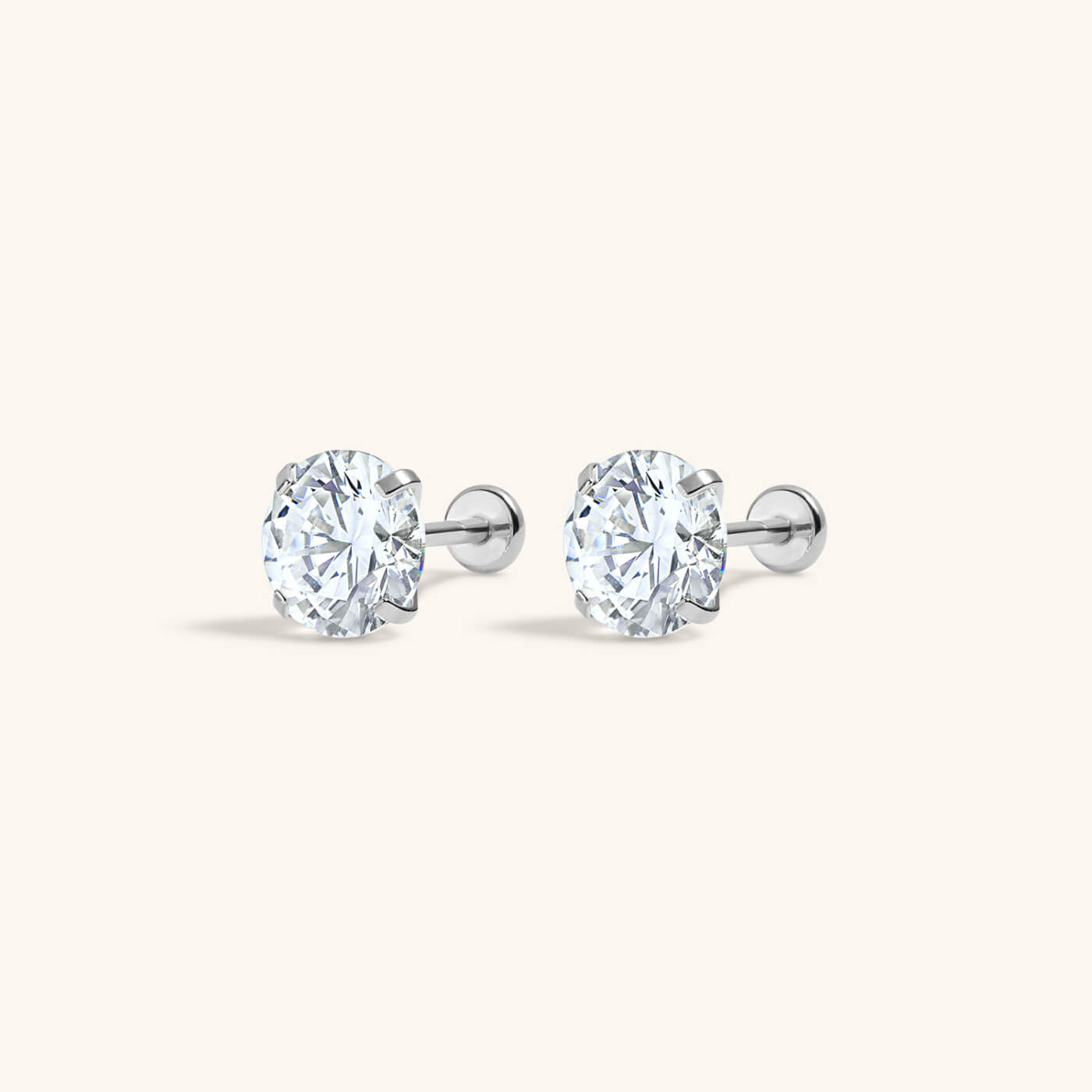 Moissanite Nap Earrings (Silver, 6mm)