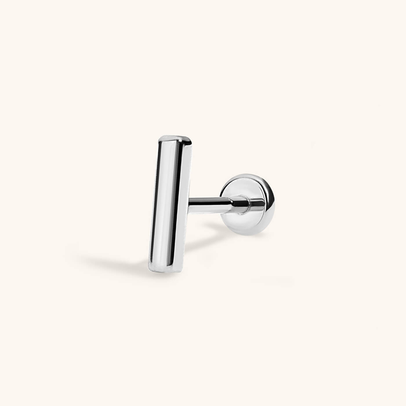 Little Bar Push Pin Flat Back Earring (Titanium - Silver) 