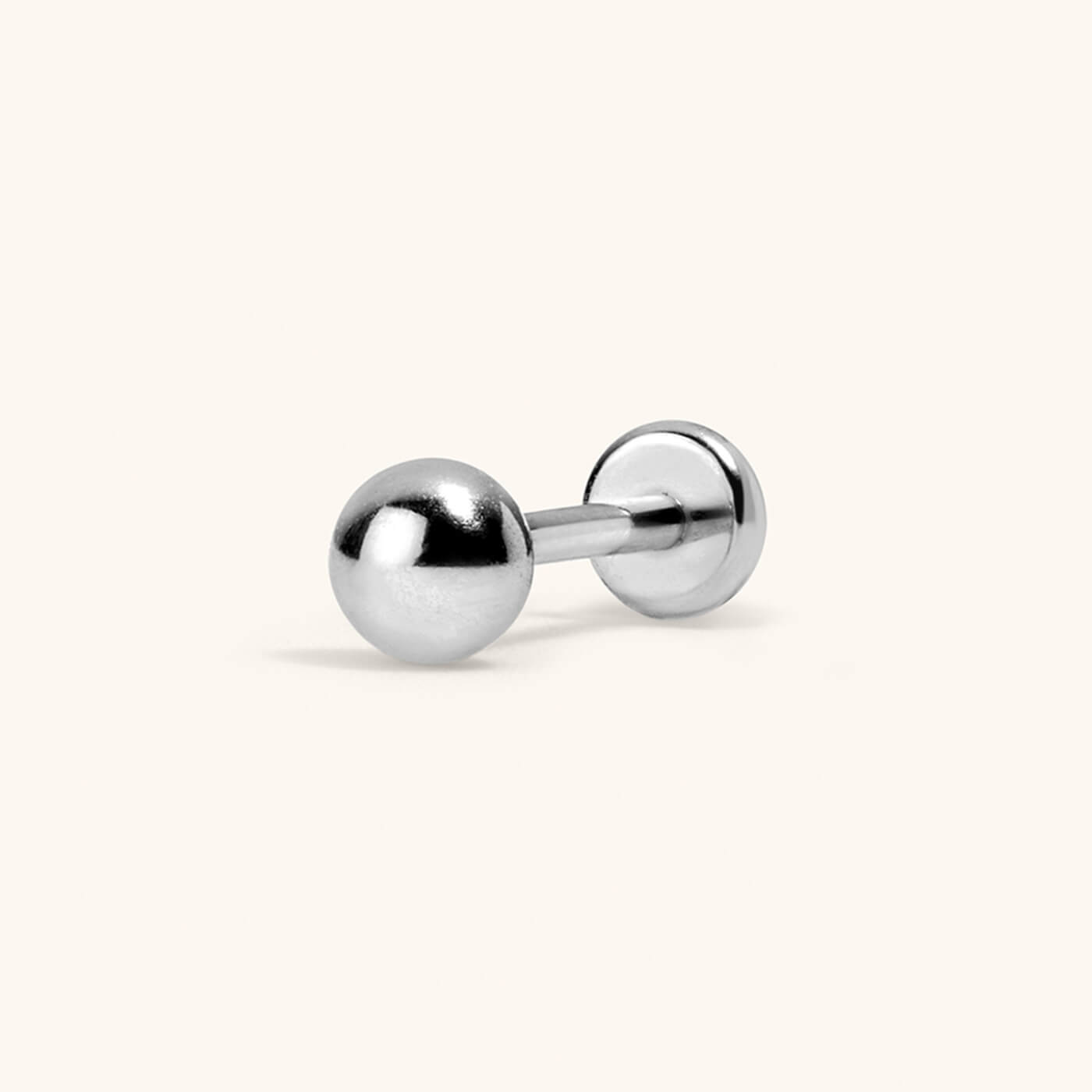 Little Sphere Push Pin Flat Back Earring (Titanium - Silver)