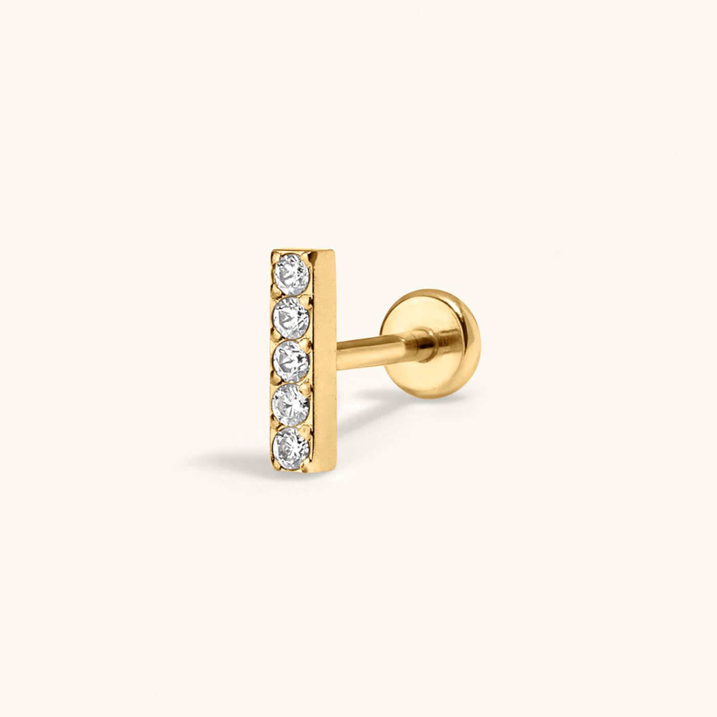 Pave Bar Push Pin Flat Back Earring (Titanium - Gold)