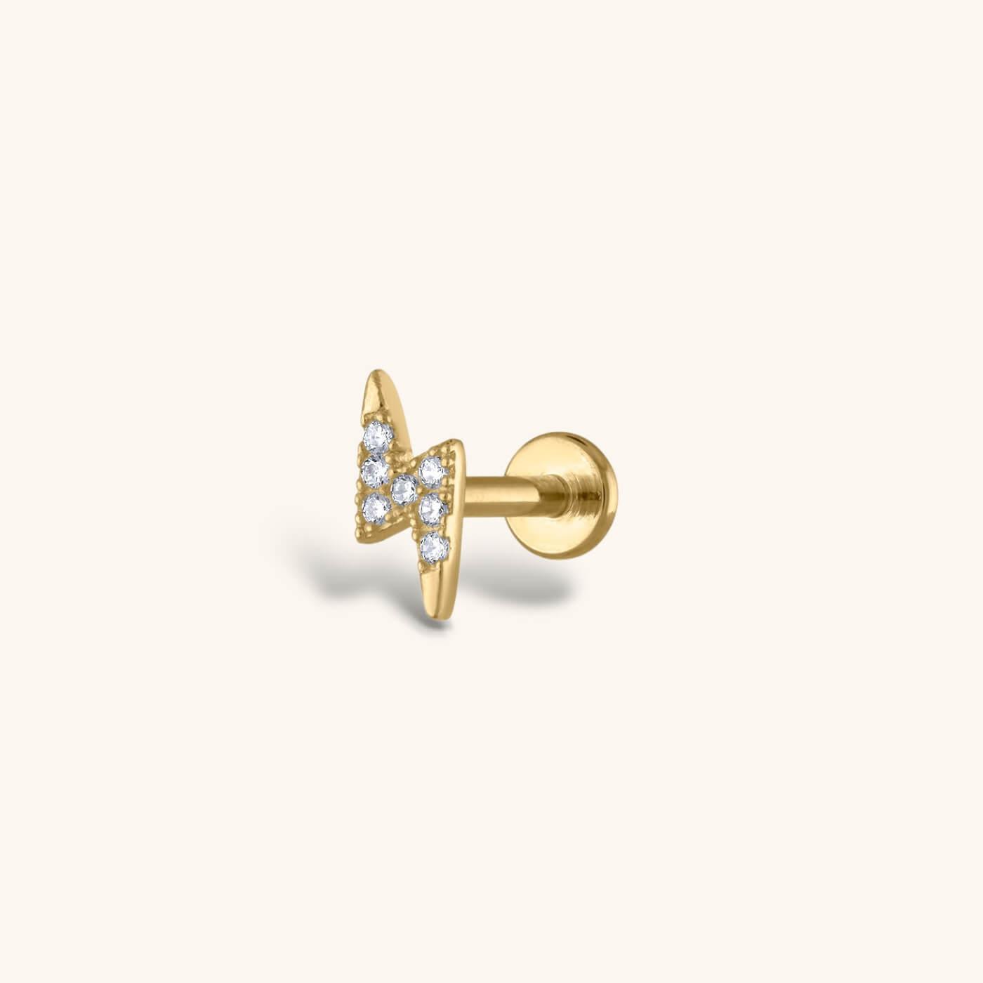 Pave Lightning Threaded Flat Back Earring (Titanium - Gold)