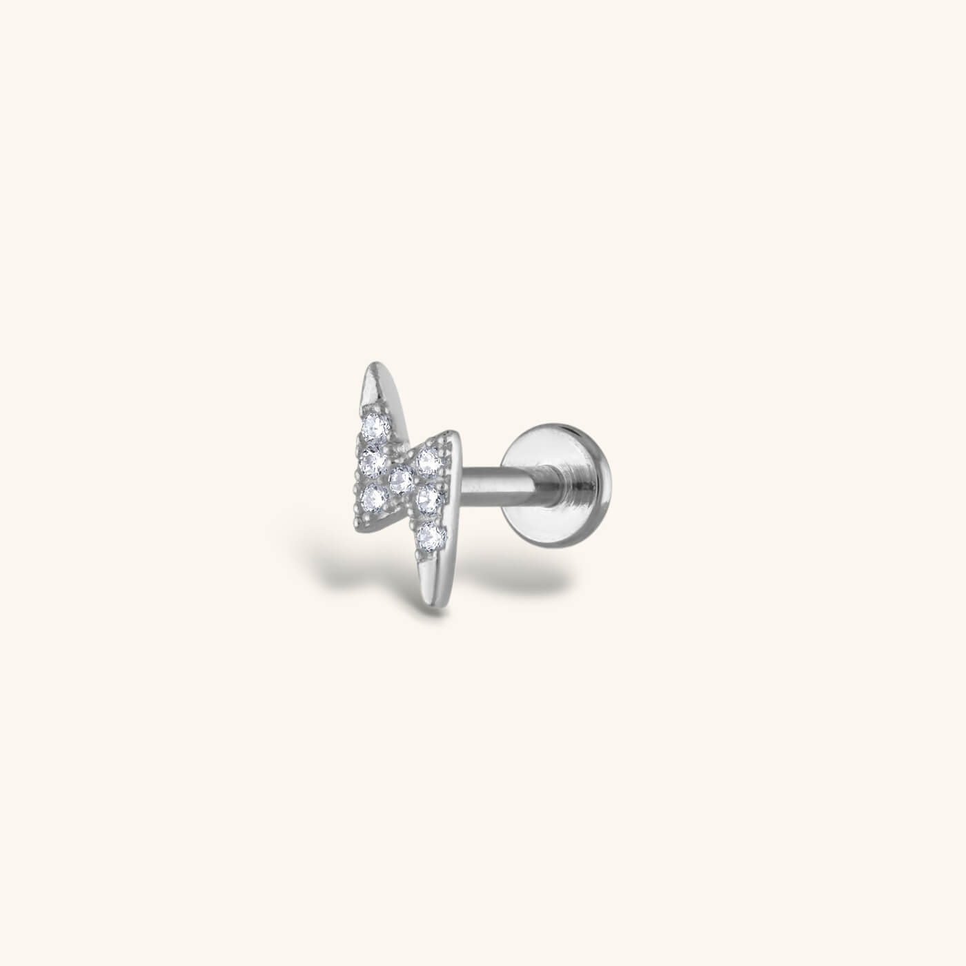 Pave Lightning Threaded Flat Back Earring (Titanium - Silver)