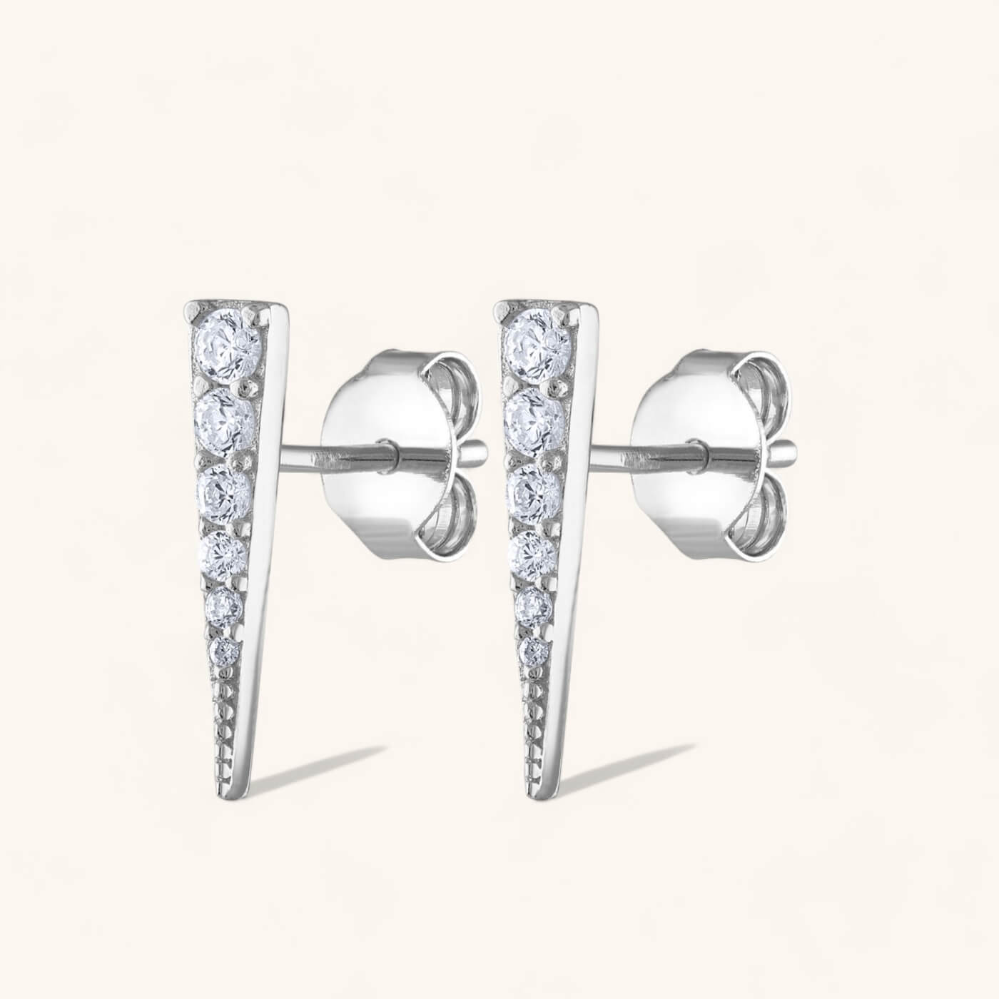 Pave Spike Studs in Sterling Silver