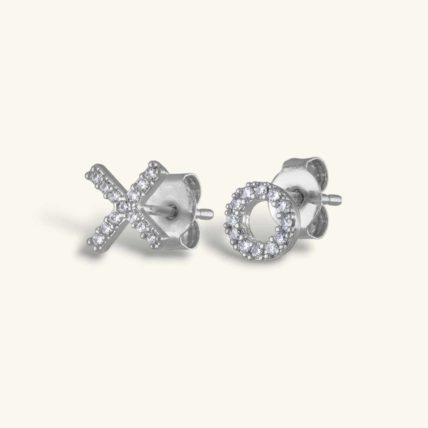 Pave X and O Studs in Sterling Silver