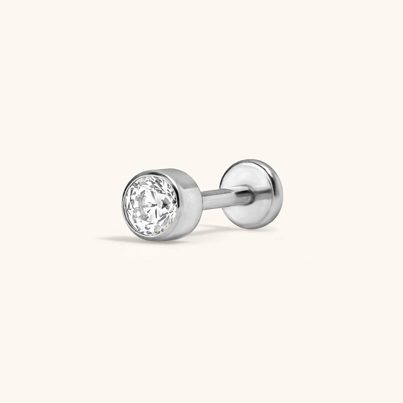 Tiny Crystal Push Pin Flat Back Earring (Titanium - Silver)