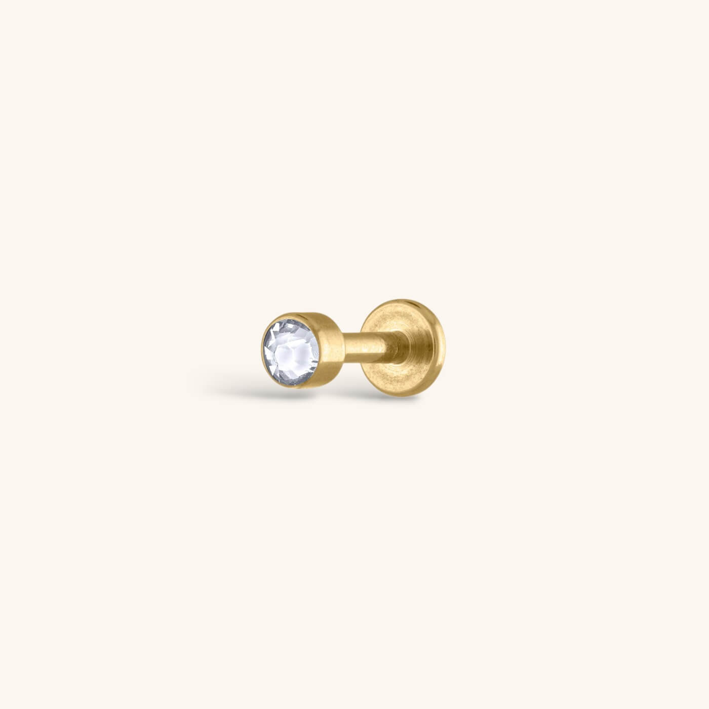 Tiny Crystal Threaded Flat Back Earring (Titanium - Gold)