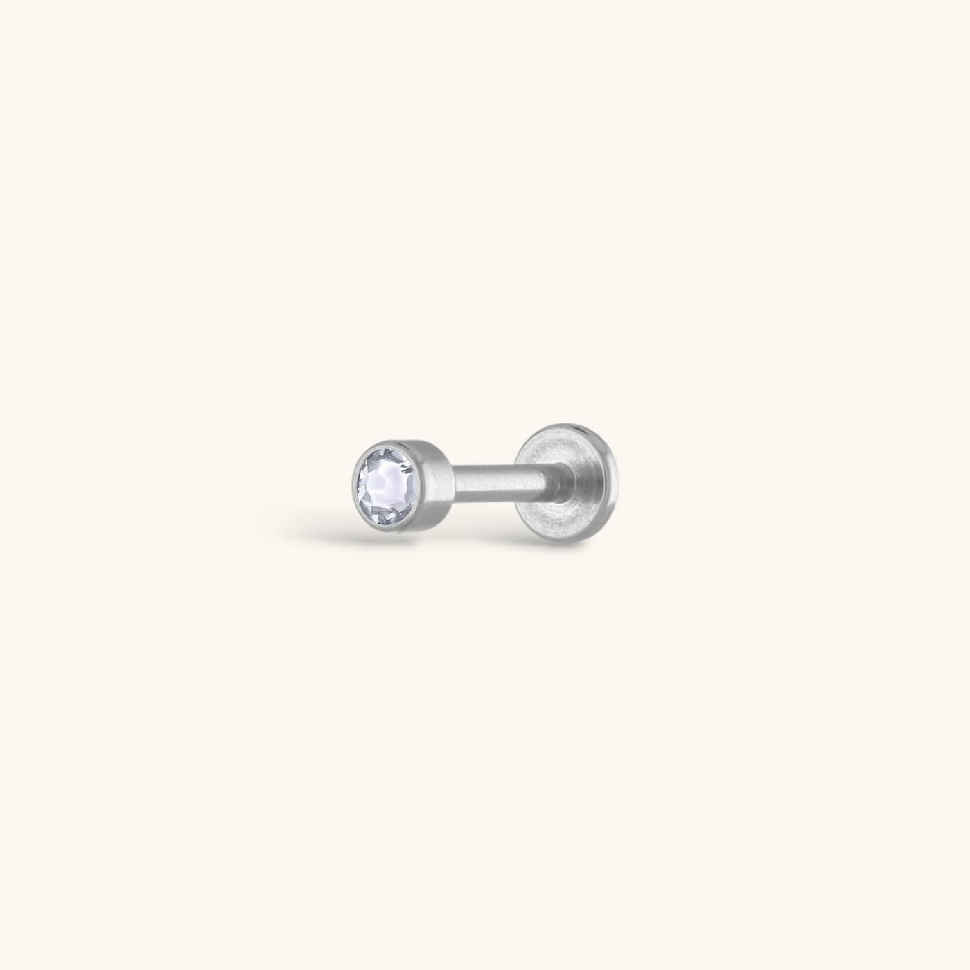 Tiny Crystal Threaded Flat Back Earring (Titanium - Silver)