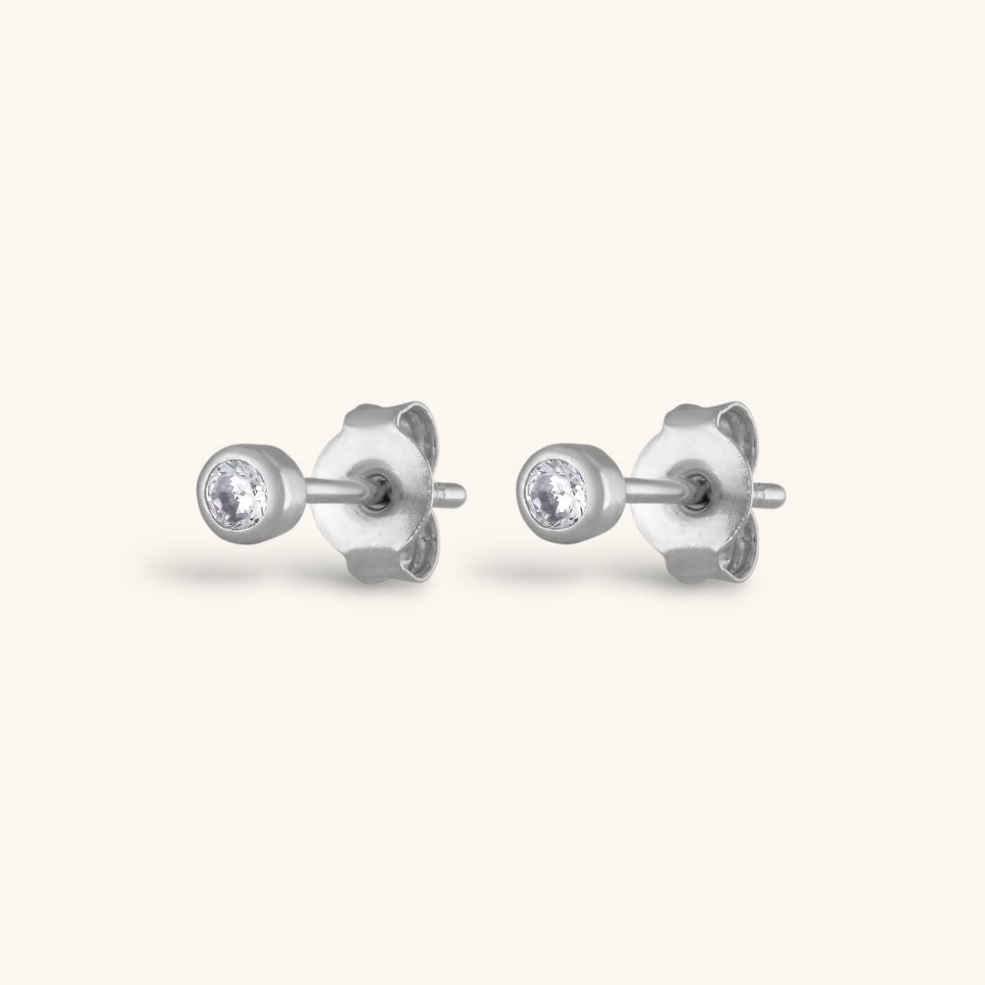 Tiny Crystal Studs in Sterling Silver