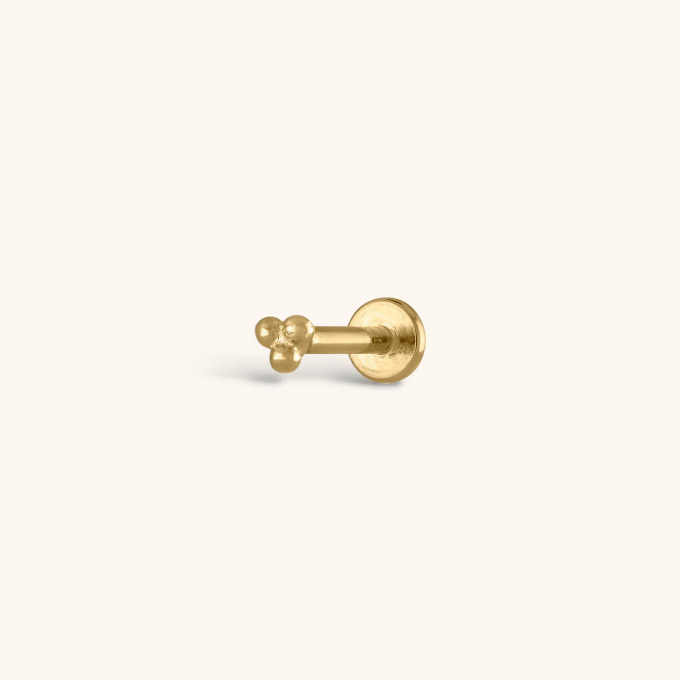 Tiny Trinity Threaded Flat Back Earring (Titanium - Gold)