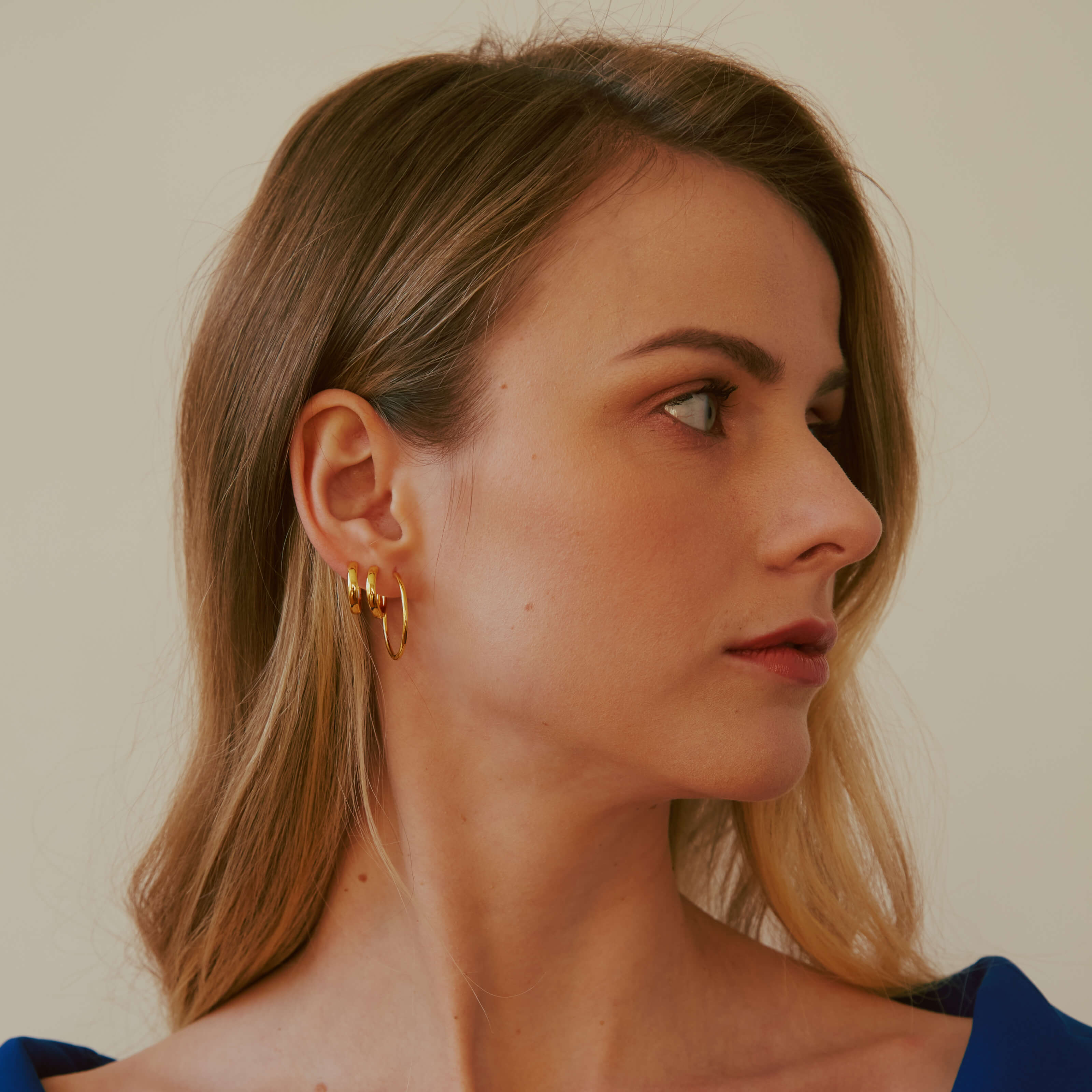 Bold Hoops (Gold) on model