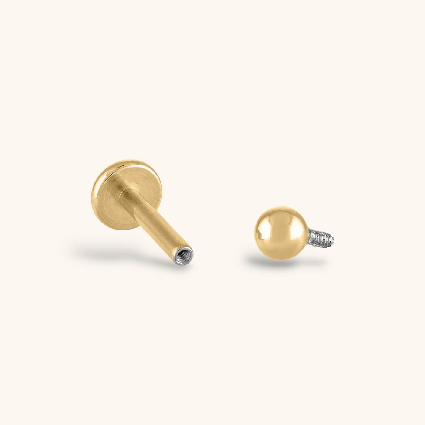 Little Sphere Threaded Flat Back Earring (Titanium - Gold)