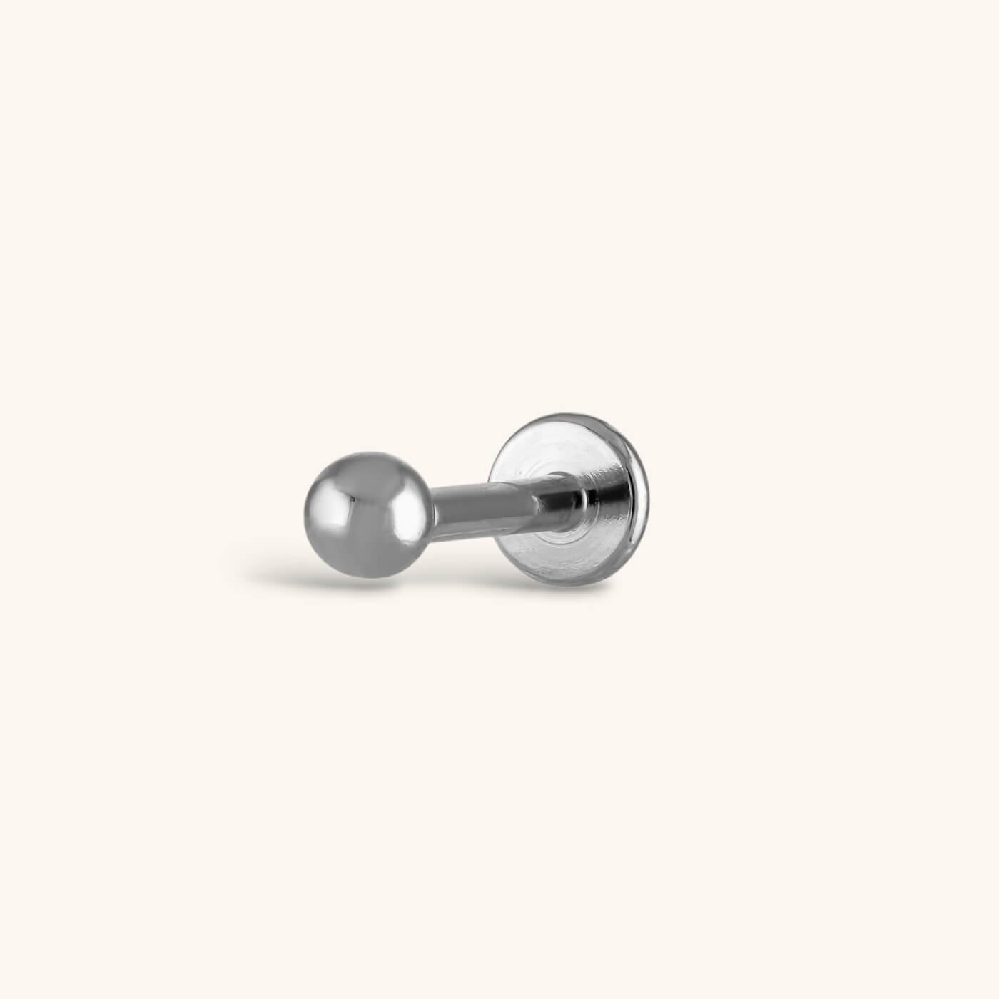 Little Sphere Threaded Flat Back Earring (Titanium - Silver)