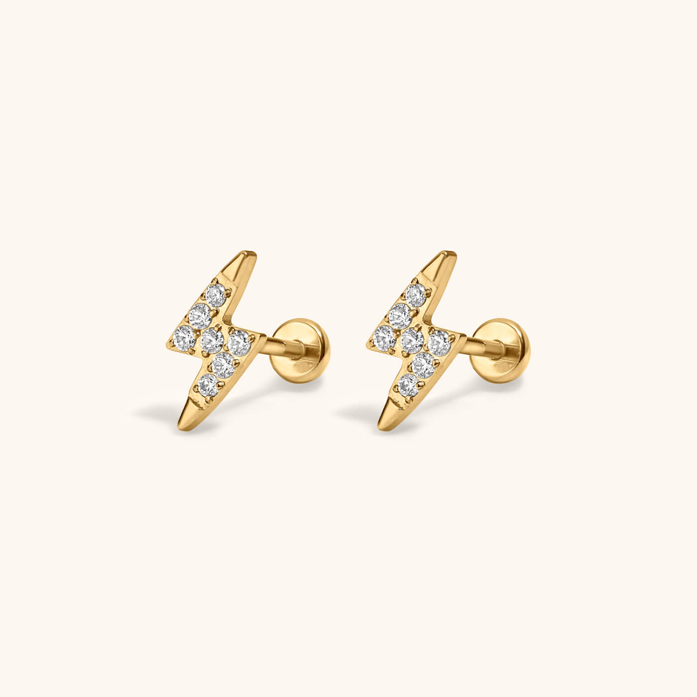 Pave Lightning Bolt Nap Earrings in Titanium (Gold)