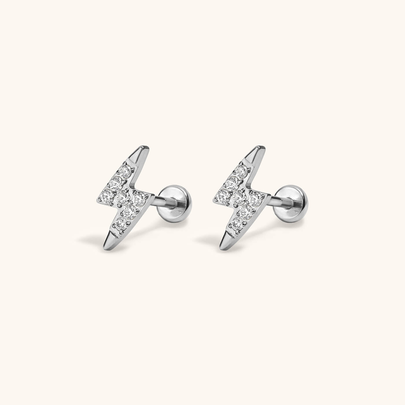 Pave Lightning Bolt Nap Earrings in Titanium (Silver)