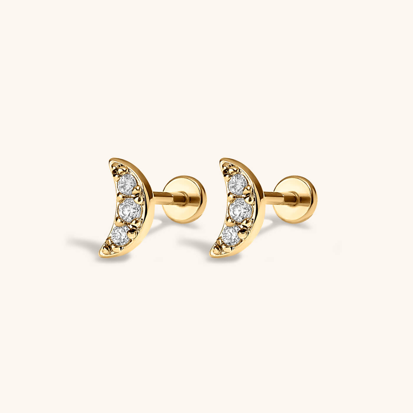 Pave Moon Nap Earrings in Titanium (Gold)