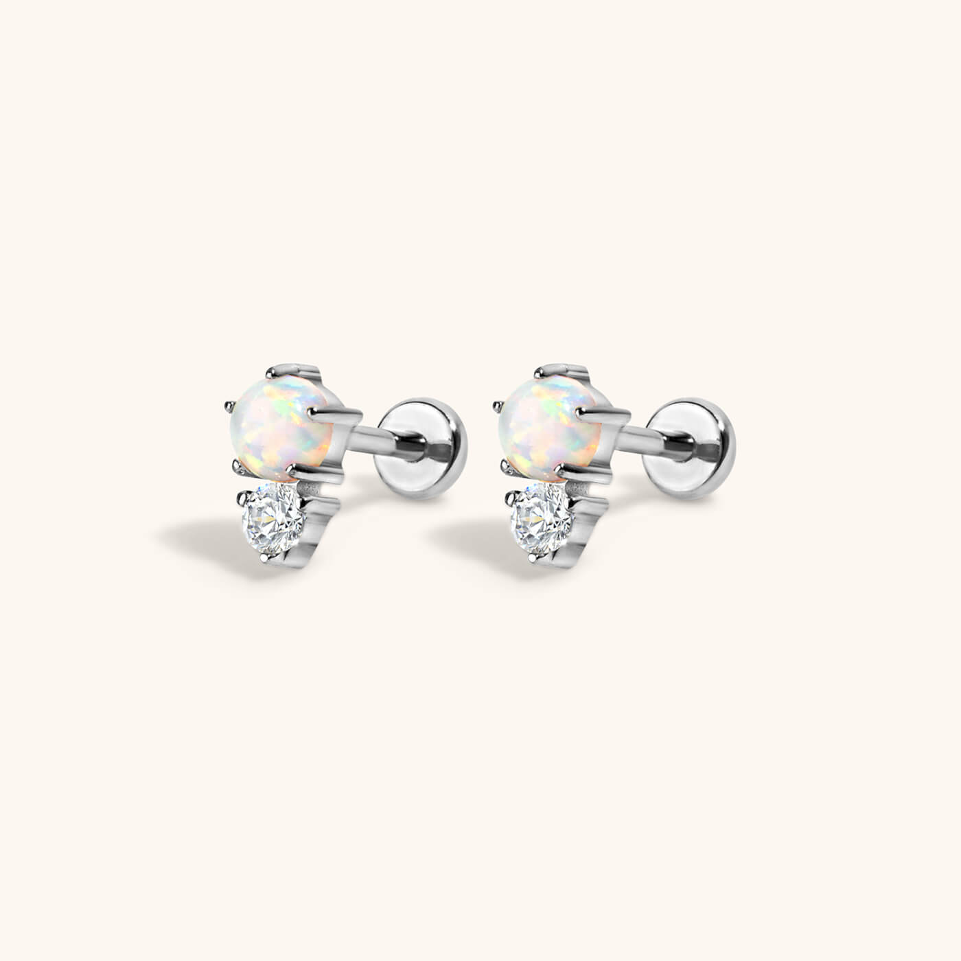 Wish and Hope Opal and White Topaz Nap Earrings in Titanium (Silver)