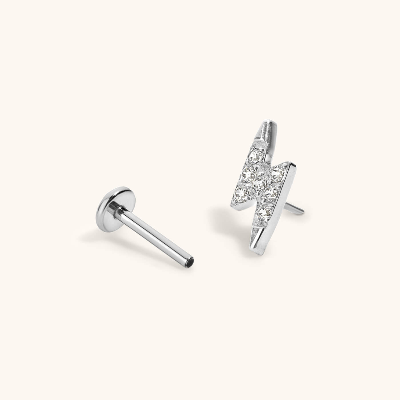 Pave Lightning Bolt Nap Earrings in Titanium (Silver)