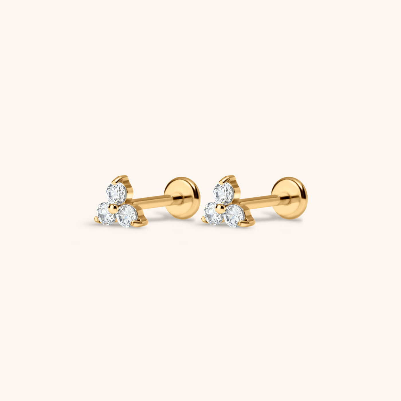 Mini Crystal Trinity Nap Earrings in Titanium (Gold)