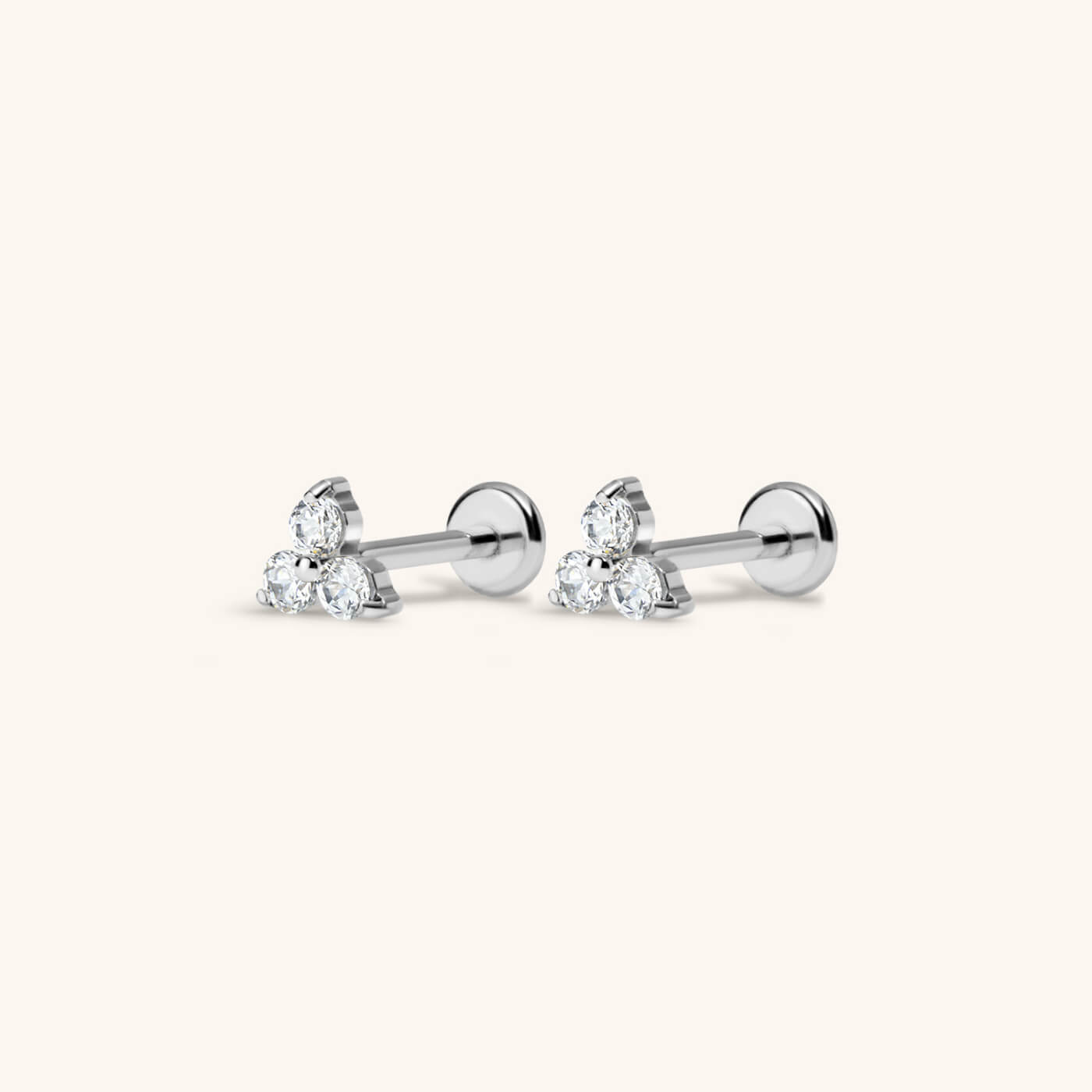 Mini Crystal Trinity Nap Earrings in Titanium (Silver)