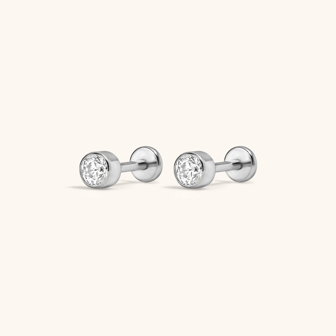 Tiny Crystal Nap Earrings in Titanium (Silver)