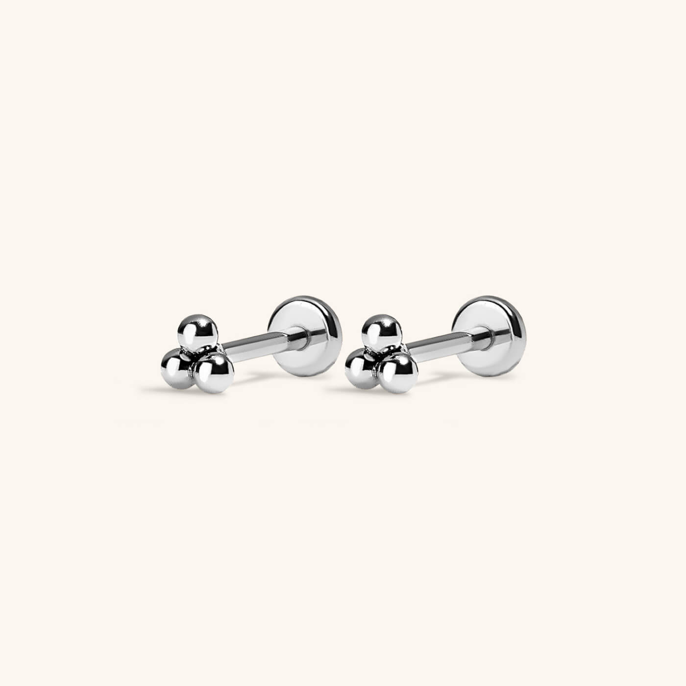 Tiny Trinity Nap Earrings in Titanium (Silver)