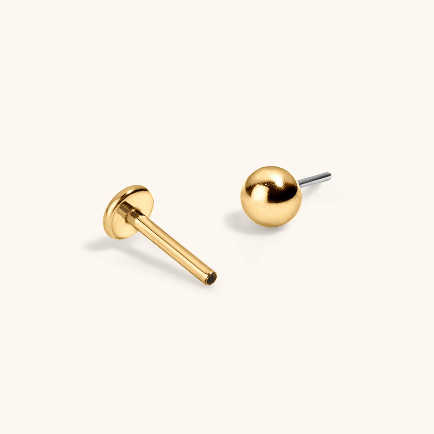 Little Sphere Push Pin Flat Back Earring (Titanium - Gold)