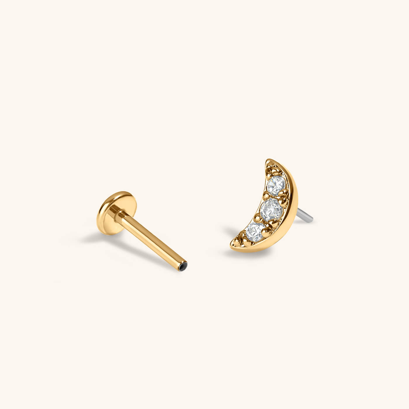 Pave Moon Nap Earrings in Titanium (Gold)