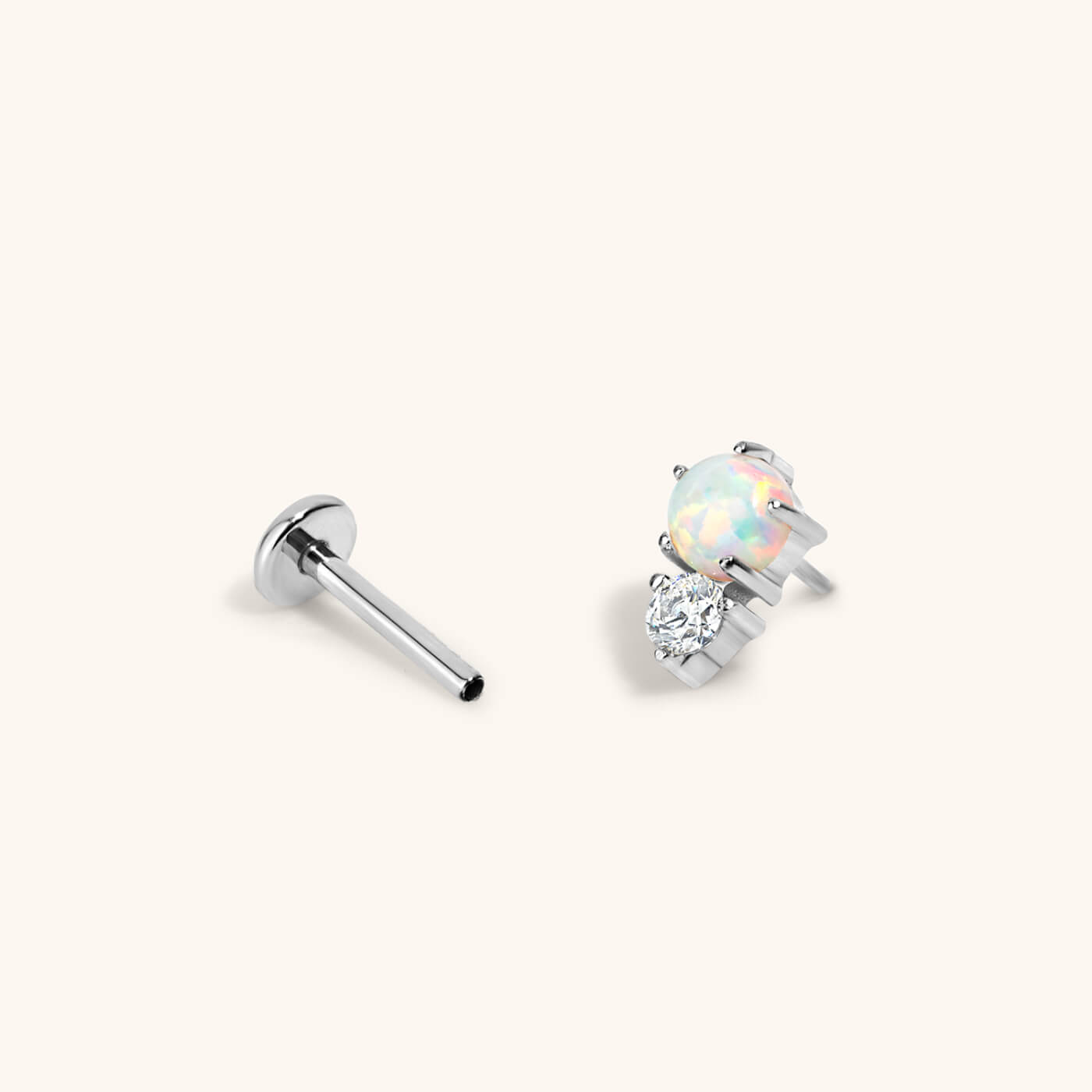 Wish and Hope Opal Push Pin Flat Back Earring (Titanium - Silver)